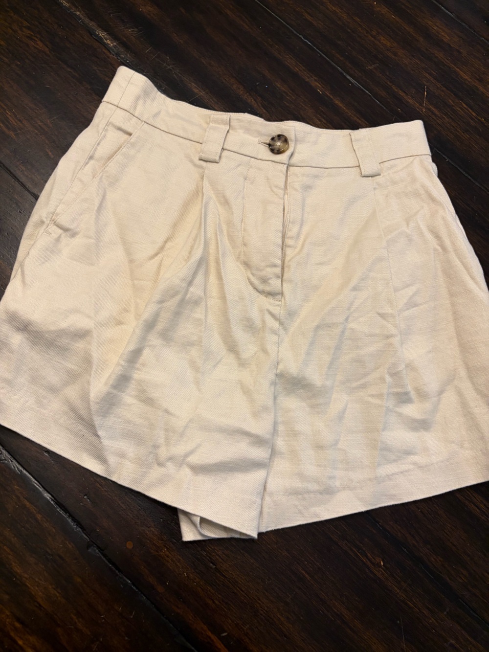 Rails Cream High-Waist Pleated Linen blend Shorts size 2